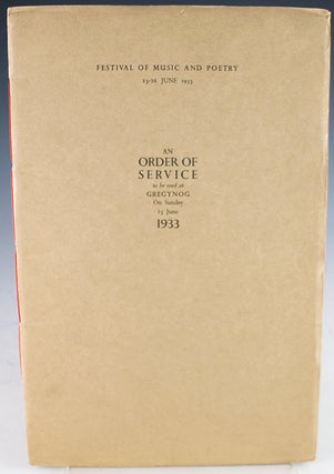 Item #16727 An Order of Service to be used at Gregynog On Sunday 25 June 1933