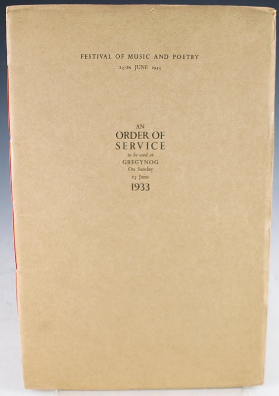 Item #16727 An Order of Service to be used at Gregynog On Sunday 25 June 1933.