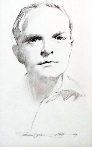 Item #17491 Portrait of Truman Capote. Barry Moser.