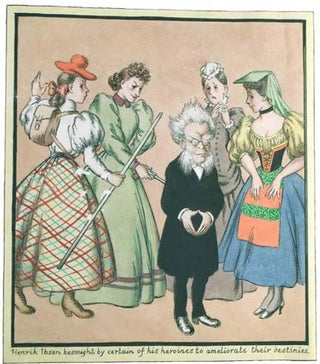 Item #23241 Original Watercolor of Henrik Ibsen and Four of his Heroines