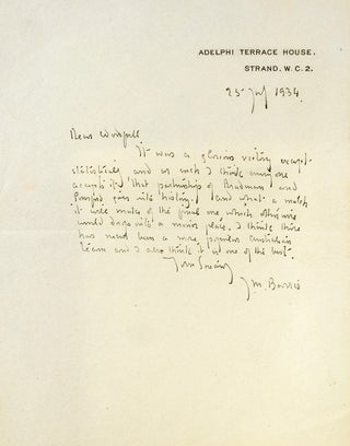 Item #24175 Autograph letter, signed. Together with: The Allahakbarries C. C. J. M. Barrie