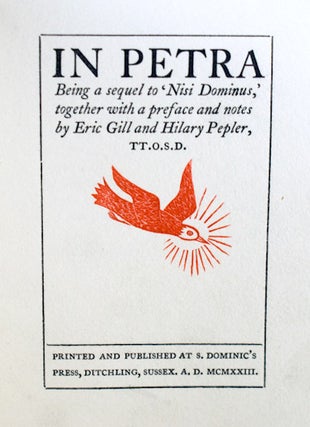 Item #25809 In Petra, being a sequel to 'Nisi Dominus'. Eric Gill, Hilary Pepler