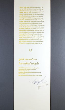 Item #27293 Gold Mountain: Tarnished Angels. Paul Vangelisti