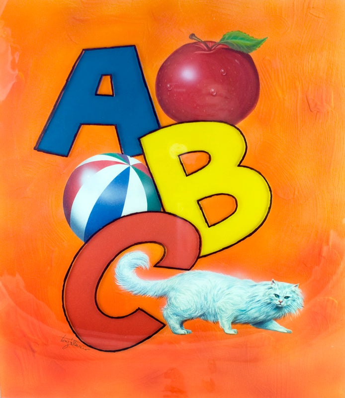 Item #27687 Painting of the ABCs and a cat.