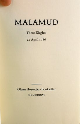Malamud: Three Elegies.