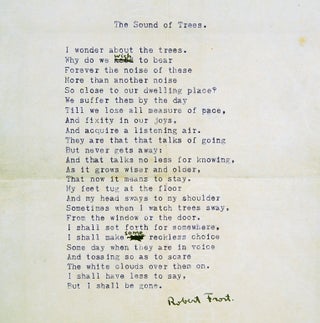 Item #28191 "The Sound of Trees" carbon typescript with manuscript corrections. Robert Frost