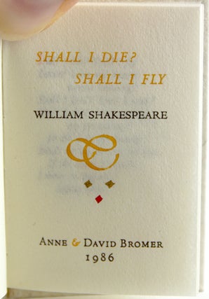 Item #29453 Shall I Die? Shall I Fly? William Shakespeare