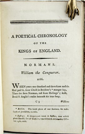 A Poetical Chronology of the Kings of England, from William the Conqueror to George the Third inclusive; Preceded by a Short Chronological Division of the History of England.