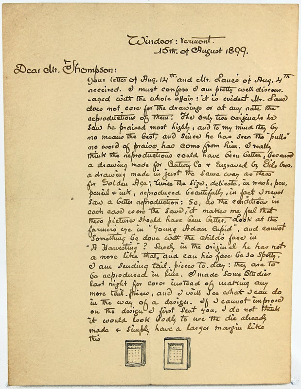 Item #29802 Autograph letter, signed to Mr. Thompson, August 15, 1899. Maxfield Parrish.
