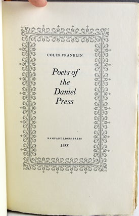 Item #29919 Poets of the Daniel Press. Colin Franklin