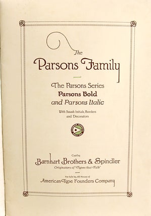 Parsons Family Book of Designs. 1927 Annual Catalog.