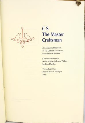 C-S, The Master Craftsman: An Account of the Work of T. J. Cobden-Sanderson.