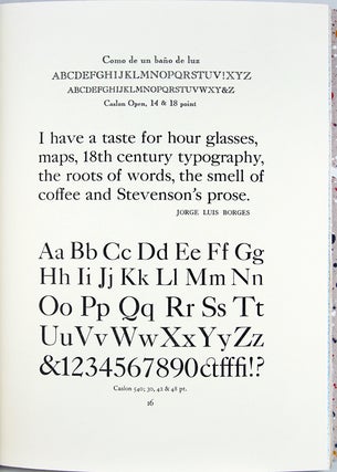 Type Specimens of Caliban Press on the Occasion of Its Sixth Anniversary.