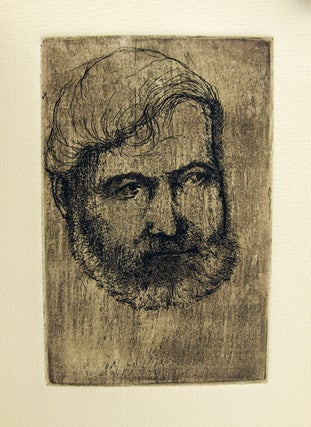 Etched Portraits of Ernest Hemingway.