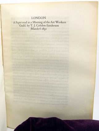 London: A Paper Read at a Meeting of the Art Workers Guild.