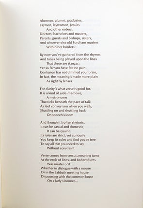 Item #32478 Verses for a Fordham Commencement. Seamus Heaney