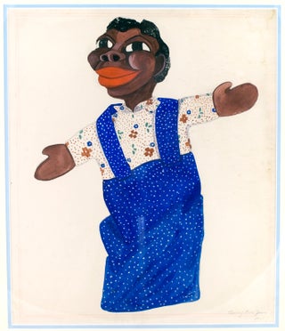 Two paintings of puppets depicting racist stereotypes of African-Americans.