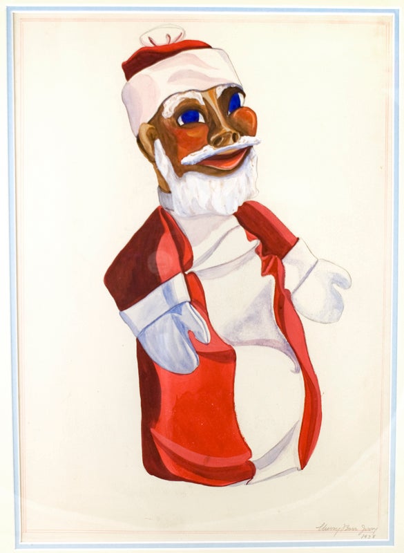 Item #32500 Original painting of a Santa Claus puppet.