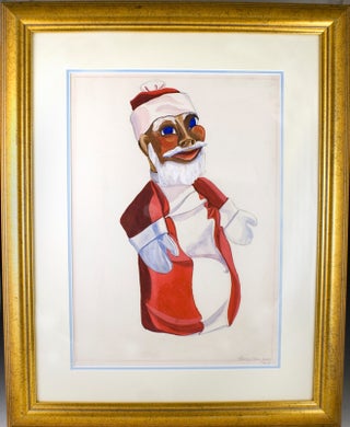 Original painting of a Santa Claus puppet.