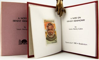 Item #32887 A Note on Ernest Hemingway. Louis Henry Cohn